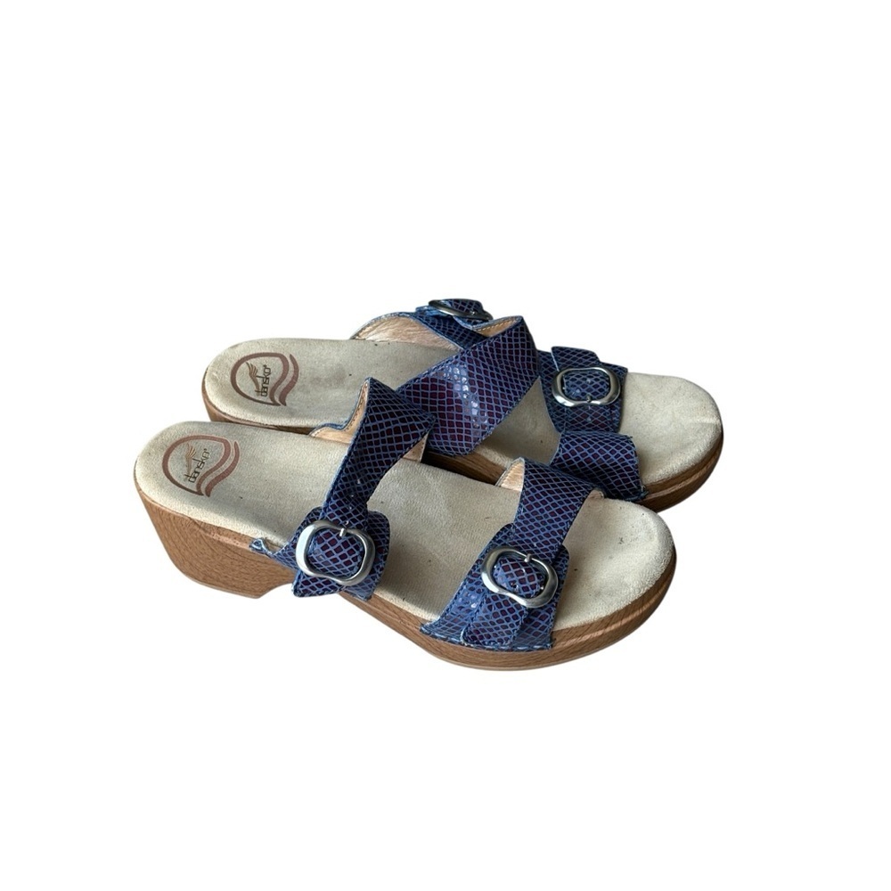 Dansko Sophie Metallic Blue Purple Buckle Adjustable Sandals Size 40 9.5 - Picture 2 of 11